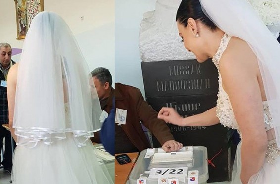 Ընտրատեղամասում նորապսակներ են քվեարկել