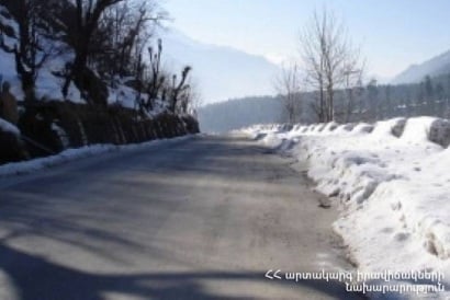 Վայոց ձորի մարզի Սարավան-«Զանգեր» հատվածում տեղ-տեղ առկա է մերկասառույց