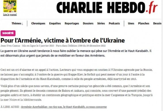 Charlie Hebdo призвал помочь армянам: нависшая над Арменией и Карабахом угроза забыта из-за войны на Украине