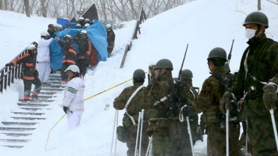 В Японии десятки школьников попали под лавину