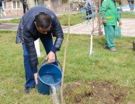 Photo. Ռոբերտ Սարգսյանը Ավան վարչական շրջանում մասնակցեց համաքաղաքային ծառատունկին